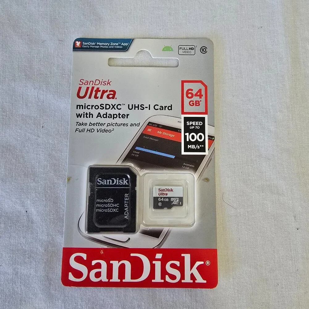 SanDisk 64GB Ultra Micro SDXC USH-I Card w/ Adapter New Sealed